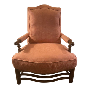 Rush Seat Upholstered Back Lounge Chair, Attributed to John Cottrell