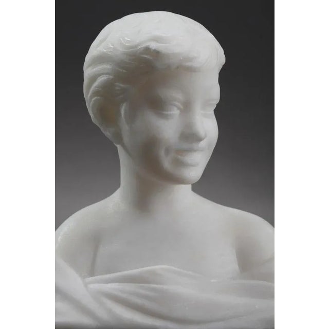 Green Small Alabaster Bust of Young Boy For Sale - Image 8 of 18
