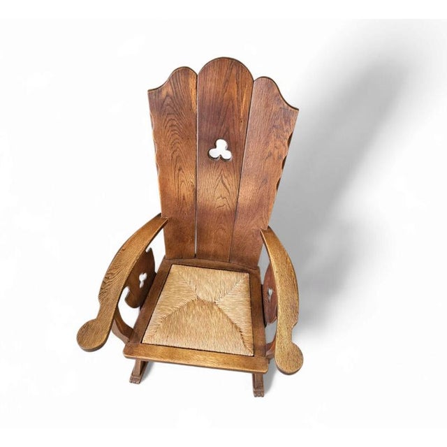 Monastery High Back Rush Seat Armchair, 1950s For Sale - Image 15 of 16
