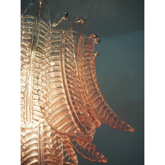 Italian Murano Glass Three-Tier Pink Felci Chandelier, 1990s For Sale - Image 9 of 17