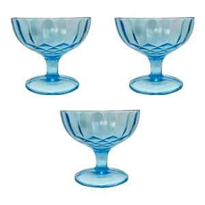 Blue Depression Champagne Glasses in the Aunt Polly Pattern - Set of 3