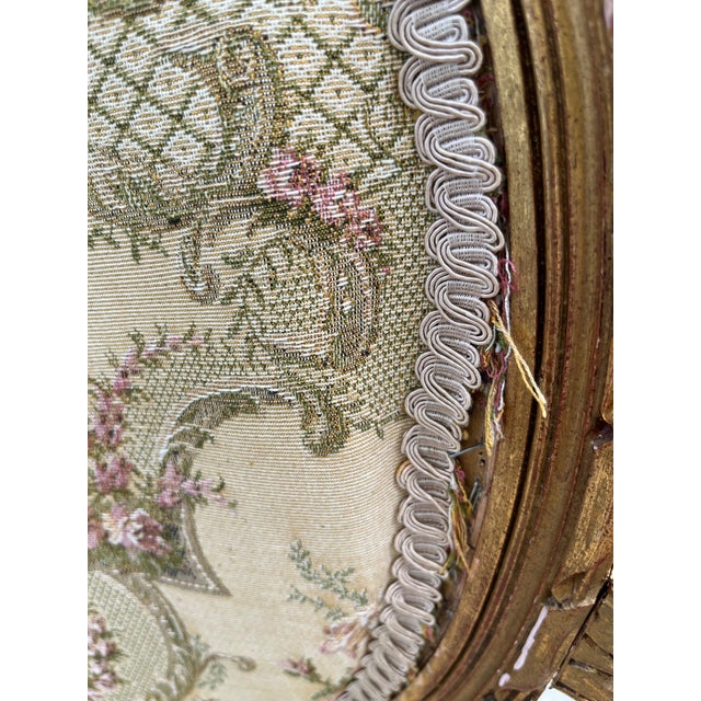Pair of Elegant Antique Gilded Louis XVI Style Chairs. Some Restoration Required For Sale - Image 10 of 12