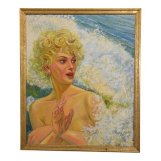 1990s Emerging From the Waves, Oil on Canvas by M Wagner For Sale