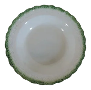 19th Century English Adams Pearlware Green Feather Edge Soup Bowl
