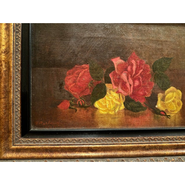Traditional Antique Oil Painting of Roses For Sale - Image 3 of 7