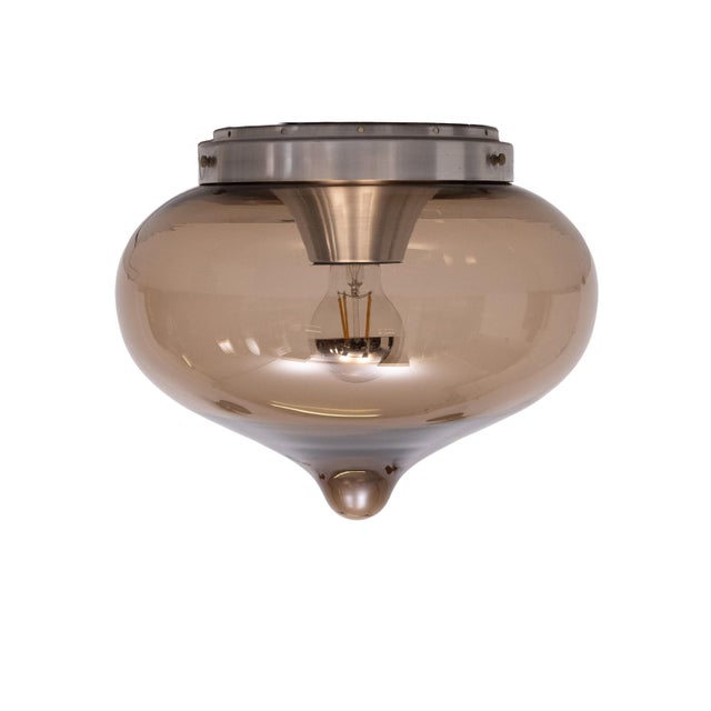 Mid-Century Modern Smoked Glass Drop Ceiling Lights from Dijkstra Lamps, 1970s, Set of 3 For Sale - Image 3 of 18