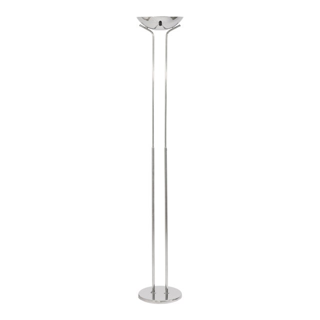 Estiluz Chrome Torchiere Floor Lamp by Leonardo Marelli For Sale