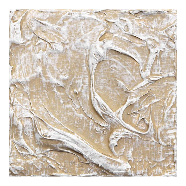 "Forces of Nature 7" Original Textural Impasto Earth Tone Beige White Artwork by Len Klikunas For Sale