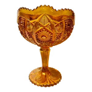 Vintage Fenton Carnival Glass Compote in Iridescent Amber 8" Tall