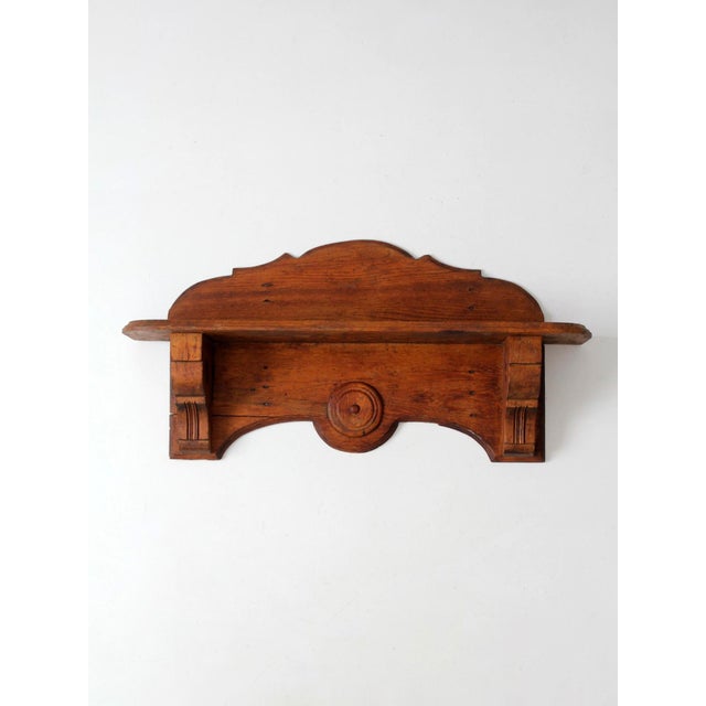 Antique Folk Art Carved Wood Wall Shelf For Sale - Image 10 of 16