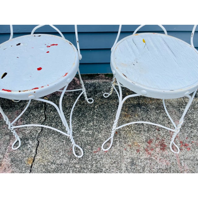 Mid-Century Modern Vintage Wrought Ice Cream Parlor Chairs - Set of 4 For Sale - Image 3 of 11