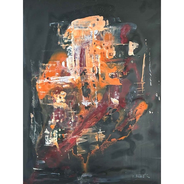 Vintage Original Abstract Oil Painting on Canvas For Sale - Image 9 of 12