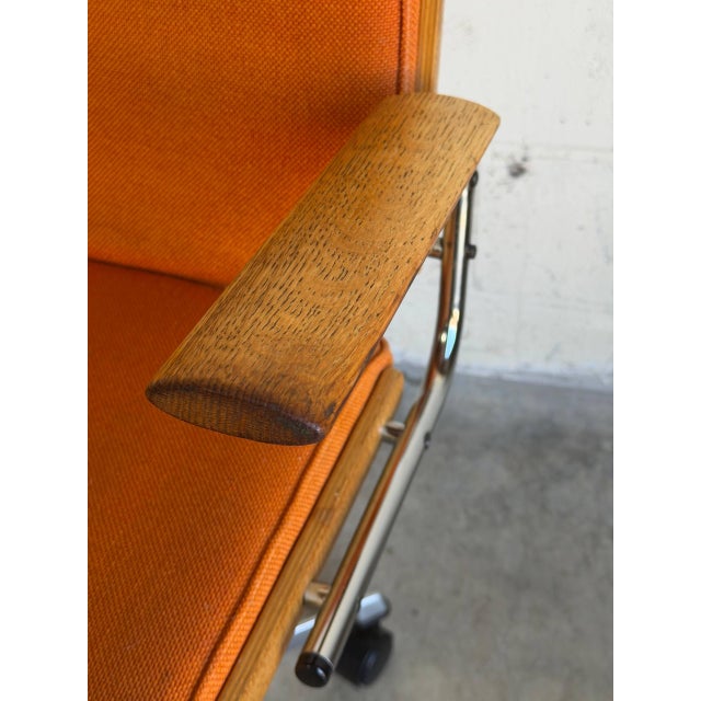 Orange Orange Upholstered Swivel Office Chair on Casters Mid-Century Modern 1970s For Sale - Image 8 of 10