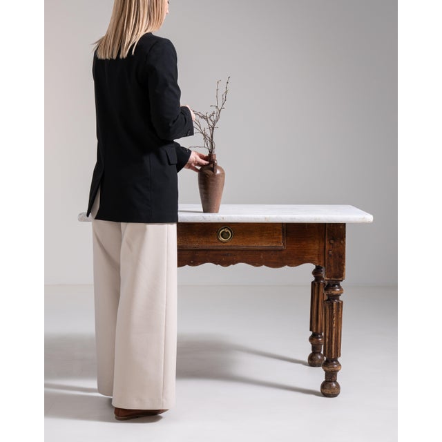French French Butcher's Table with Marble Top, Antique, France, Circa 1900 For Sale - Image 3 of 13