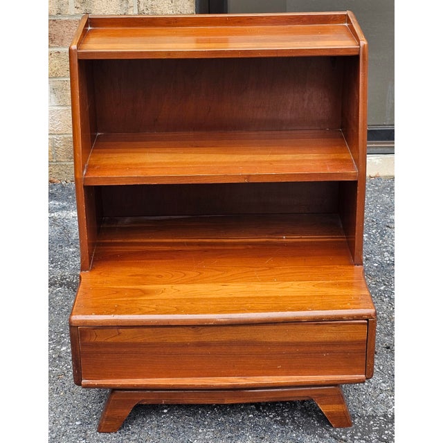 Mid 20th Century Kling Furniture Mid Century Solid Cherry Tiered Bedside Table Nightstand For Sale - Image 5 of 9