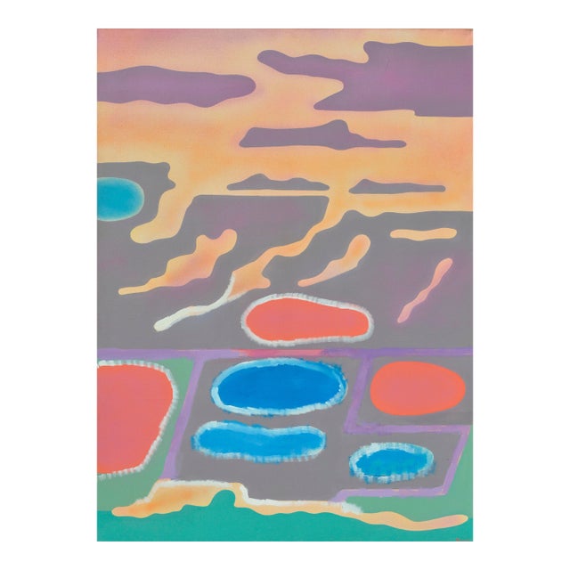 Vintage Erle Loran "Fantasy Bay" San Francisco Salt Ponds Modern Abstract 1971 For Sale