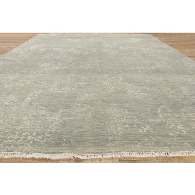 Dove Gray Gray Indian Area Rug - 10'01 X 14'02 For Sale - Image 8 of 11