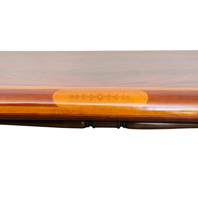 Late 20th Century Neoclassical Flame Mahogany & Satinwood Inlaid Curule Coffee Table For Sale - Image 16 of 18