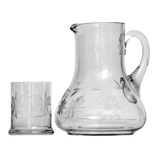 Mid 20th Century Night Stand Pitcher & Glass For Sale