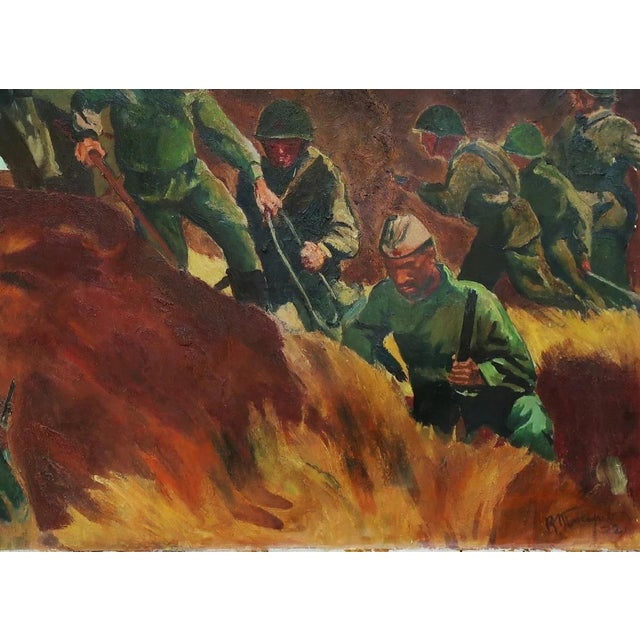1970s Army Oil Painting, Great Patriotic War, v. V. Tokarev, 1972 For Sale - Image 5 of 6