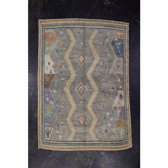 Turkish Oushak Rug Multicolor Handwoven Rug 5'4" X 7'7" For Sale - Image 9 of 9