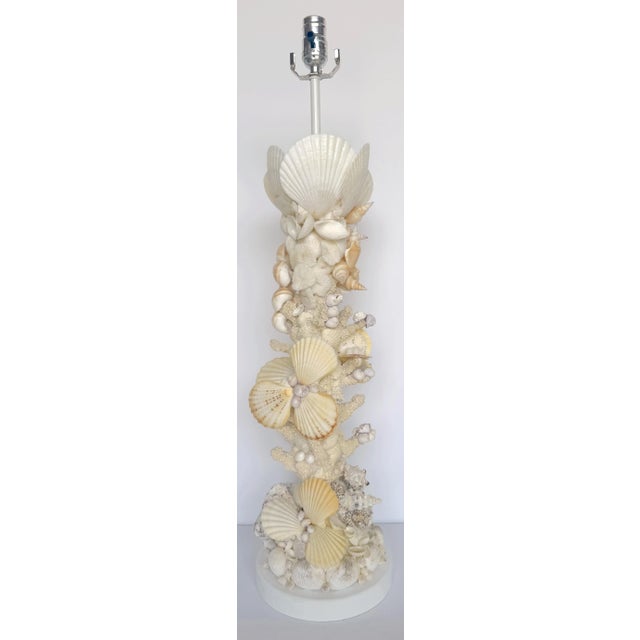 Modern Tall Coastal Seashell Encrusted Column Lamps - a Pair For Sale - Image 3 of 12