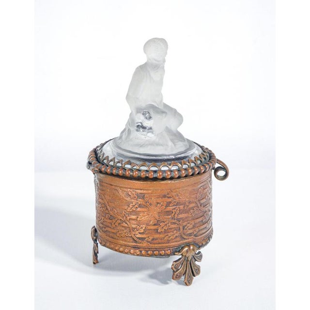 Bronze Box with Glass Faun Sculpture For Sale - Image 11 of 18