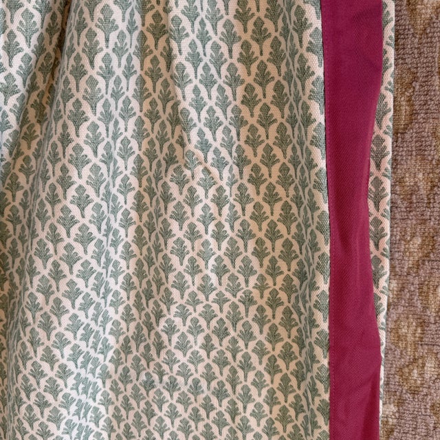 Textile Pair Charming Block Print Panels With Trim; 2 Pair Available For Sale - Image 7 of 9