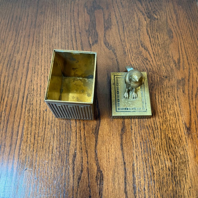 Mid 20th Century Egyptian Brass Box With Falcon For Sale - Image 10 of 11