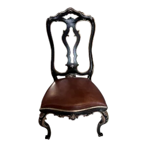 18th C Style Alfonso Marina Ebanista Ebonized Giltwood Dining Chair