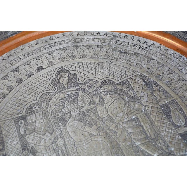 Rare large antique copper tablet / plate with engraving Very elaborately handled hand and in a new condition.