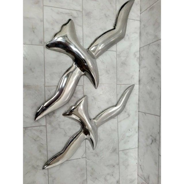 Mid-Century Modern Mid-Century Modern Aluminum Wall Art Bird in Flight Seagulls - Set of 2 For Sale - Image 3 of 7