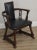 High Quality American Made Carved Oak Armchair with Black Naugahyde Upholstery