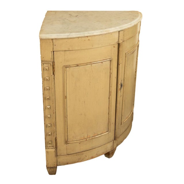 Cream Antique 18thC Swedish Painted Gustavian Marble Top Corner Cupboard Cabinet 1780 For Sale - Image 8 of 14