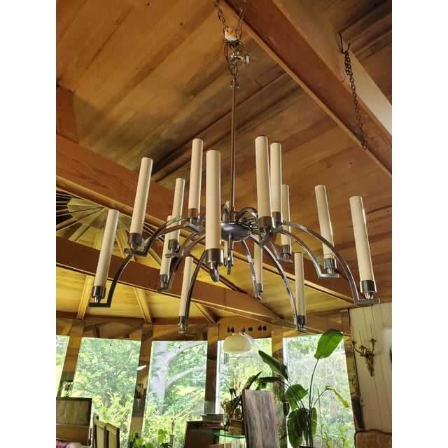Mid Century Modern Designer Spider Chrome Chandelier For Sale In Boston - Image 6 of 8
