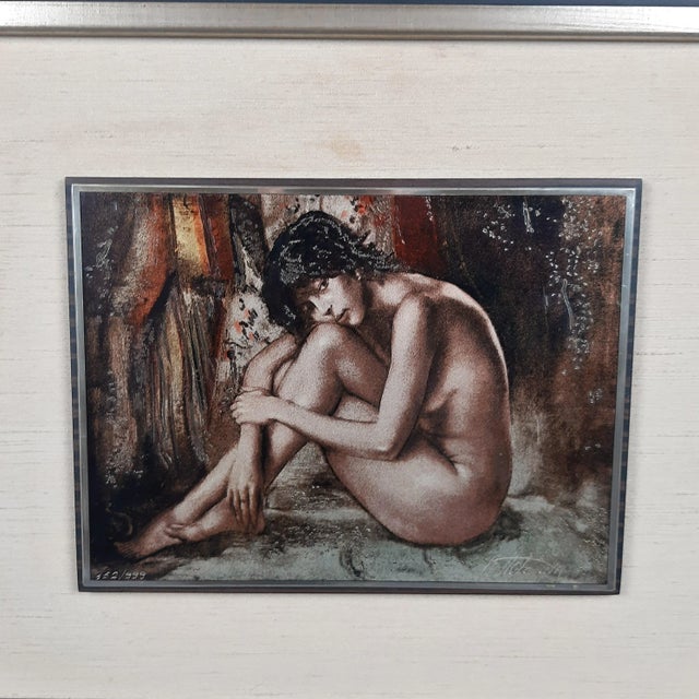 Beautiful contemporary art painting, reproduction of the original work made with color silkscreen technique on 800 silver,...