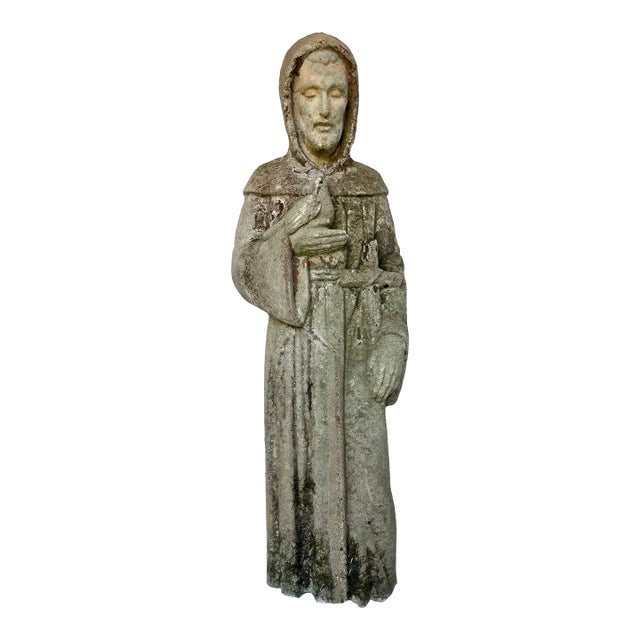 Vintage Saint Francis of Assisi Concrete Garden Statue For Sale