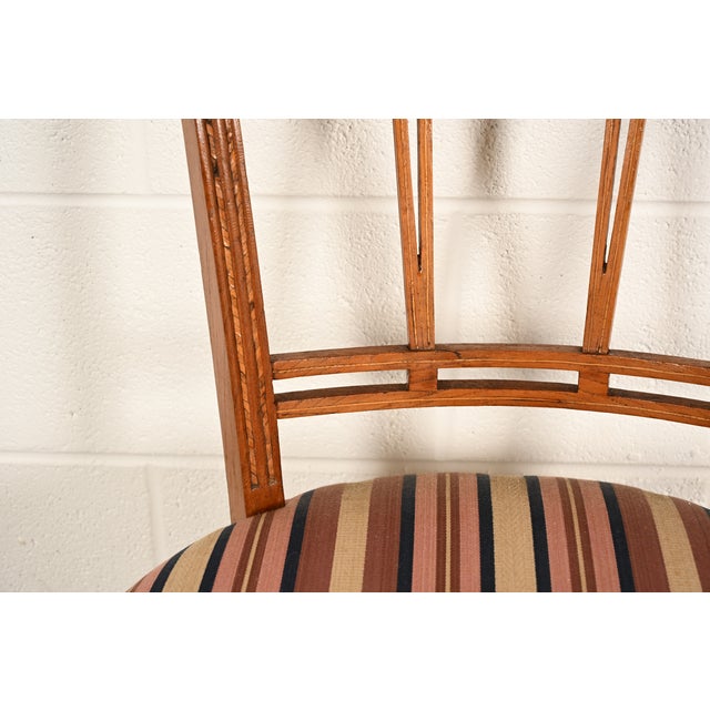 Antique Italian Regency Fruitwood Inlaid Marquetry Dining Chairs, Set of Four For Sale - Image 11 of 17