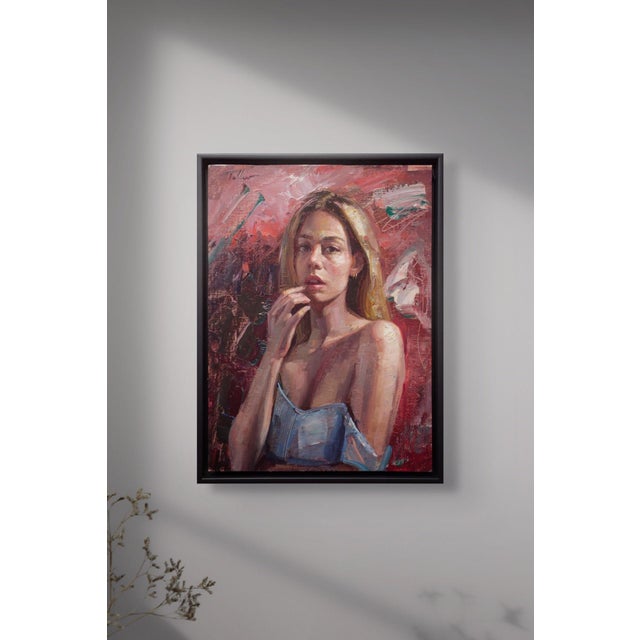 Early 21st Century Secret Desire by Matt Talbert | Oil Painting of a woman with blonde hair and a thoughtful expression For Sale - Image 5 of 5