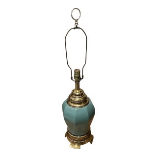 Mid 20th Century French Cerulean Reverse Ceramic Table Lamp For Sale