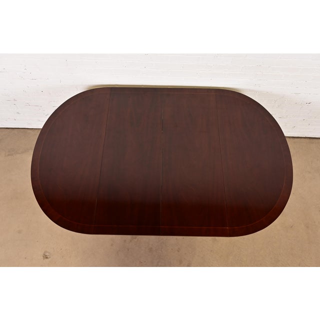 1980s Kindel Furniture Federal Inlaid Mahogany Extension Dining Table For Sale - Image 5 of 9