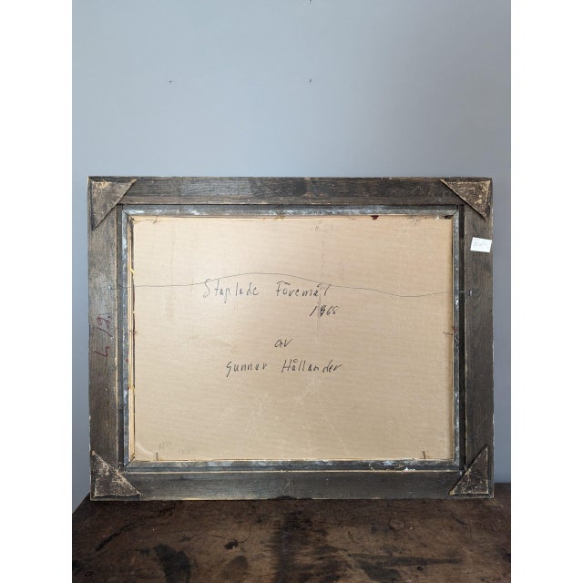 1968 Mid-Century Modern "Stacked Objects" Vintage Still Life Oil Painting by Swedish Artist Gunnar Hållander (1915-1980), Framed For Sale - Image 12 of 12