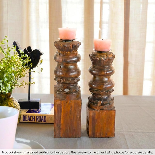 Breathe new life into your home with a touch of architectural history. This exquisite set of 2 vintage carved column...