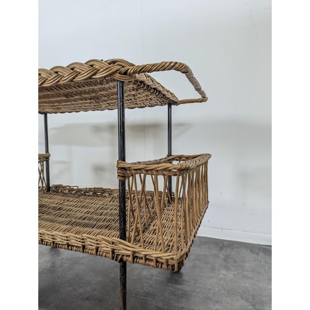 Rattan Rolling Trolley, 1960s For Sale - Image 4 of 6