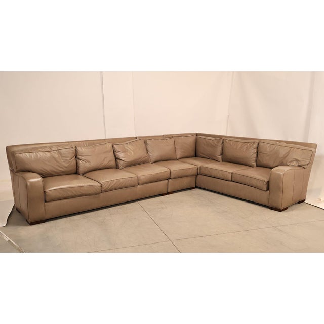 Traditional Century Furniture Leather Sectional Sofa For Sale - Image 3 of 18