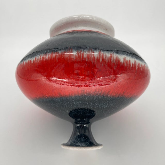 Mid Century Italian Fat Lava Red Drip-Glaze Style Studio Vase 1970s For Sale - Image 9 of 12