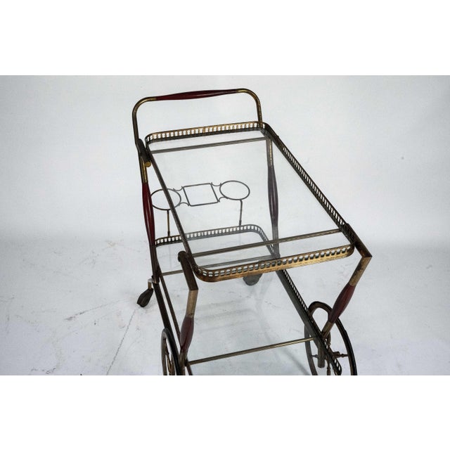 Mid-Century Italian Brass and Glass Bar Cart from Cesare Lacca, Italy, 1950s For Sale - Image 10 of 14