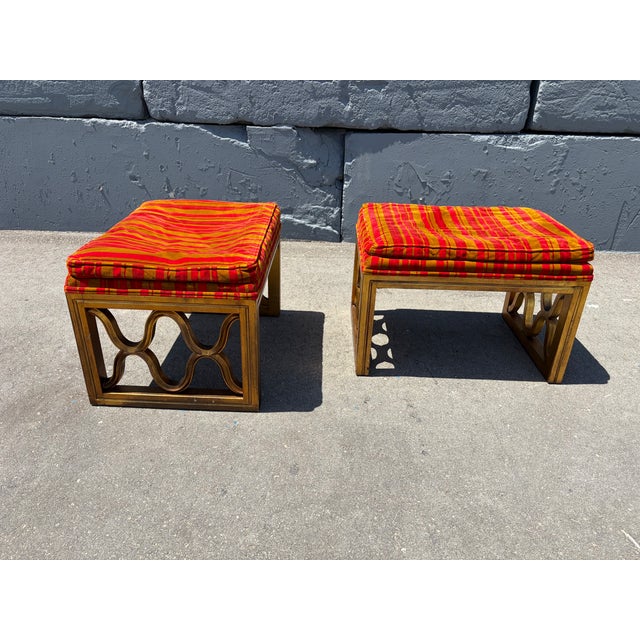 Fabulous Pair of Drexel Ottomans, Stools, Hollywood Regency, Mid Century Modern For Sale - Image 14 of 18