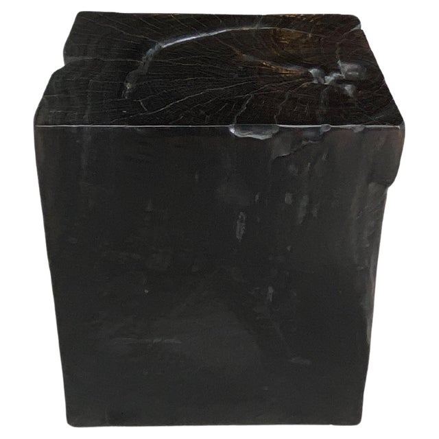 Reclaimed teak wood side table. Hand carved whilst respecting the natural organic wood. Charred, sanded and sealed...