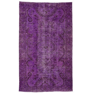 Lilac Floral Turkish Rug - 5' 3" x 8' 8" For Sale